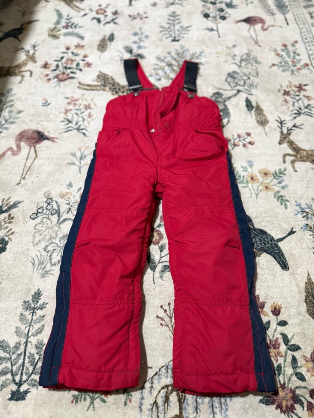 Baby gapKids Insulated Red Ski Bib Pants with Navy Side Panels
